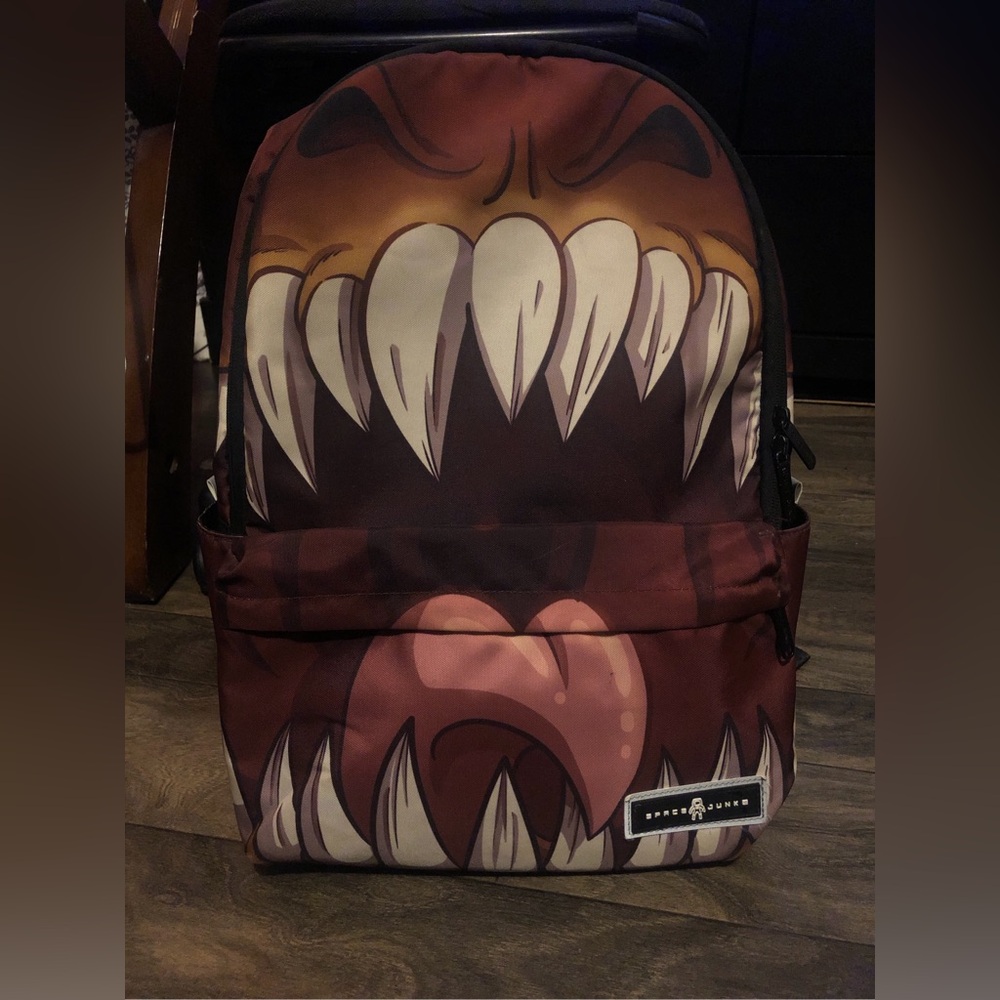 Space Junk Fierce Graphic Backpack - Brown and White